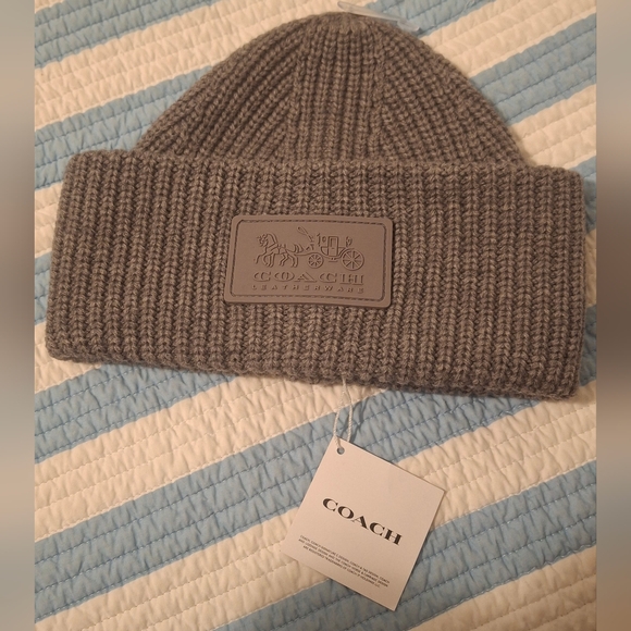 Coach Accessories - Coach Gray Knit Beanie